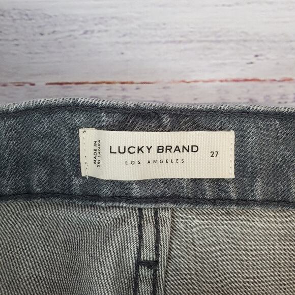 Lucky Brand Denim Mini Skirt Size 4 Gray High Rise Jean Frayed Raw Hem Festival - Picture 3 of 12